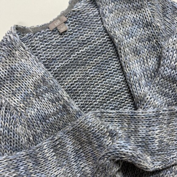 J. Jill Open Front Blue Marled Long Sleeve Knit Cardigan Sweater 100% Cotton S - Picture 5 of 7